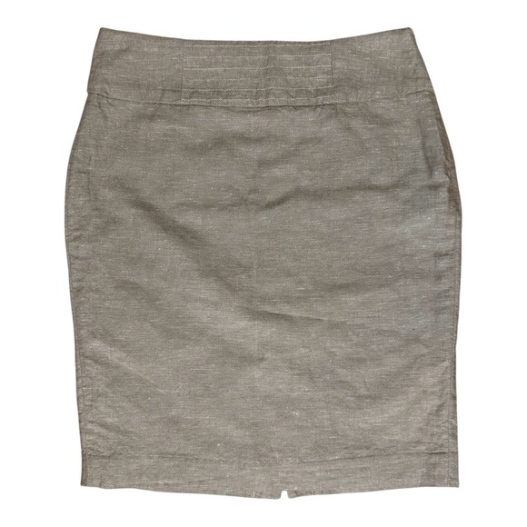 BANANA REPUBLIC Beige Linen/Cotton Short Pencil Skirt sz 4 Lined Back Slit - Picture 1 of 9